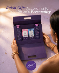 A woman opening the AN45° Rakhi Gift Hamper — Rakhi gifts according to your sister's personality