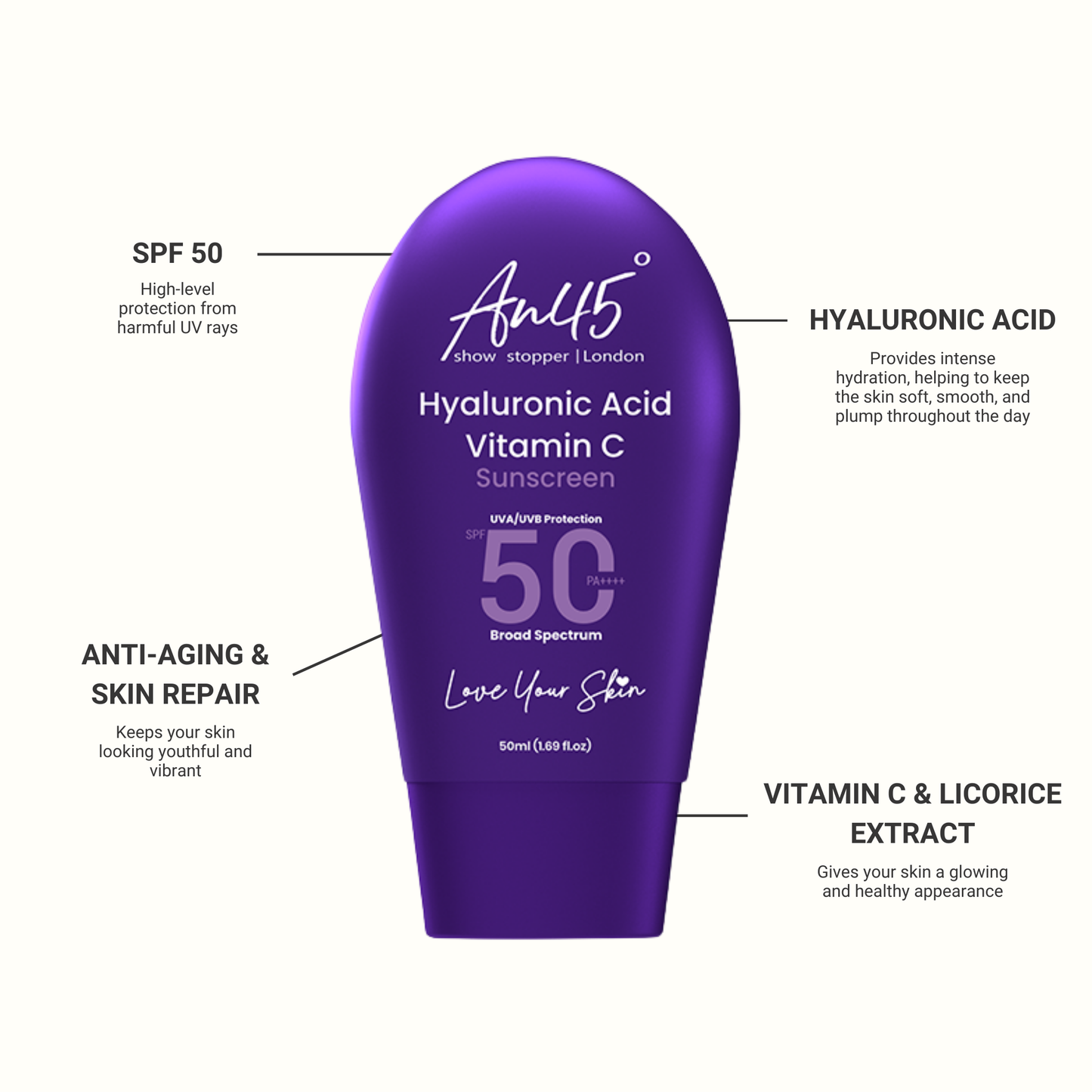 AN45° SPF 50 Sunscreen Fluid