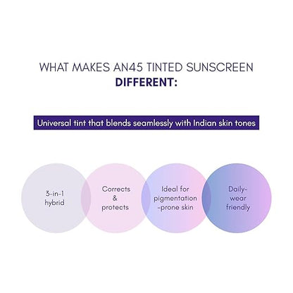 AN45° SPF 50 Tinted Sunscreen Fluid
