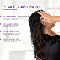 Results you'll notice — deep nourishment, repairs and strengthens, effortless detangling, brilliant shine